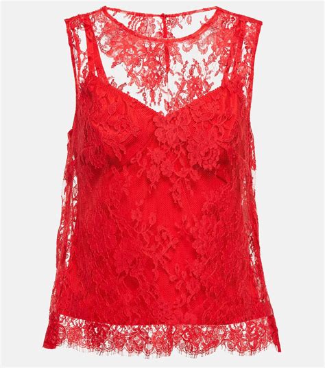 dolce gabbana sleeveless floral top|Floral Chantilly lace top in Red for Women .